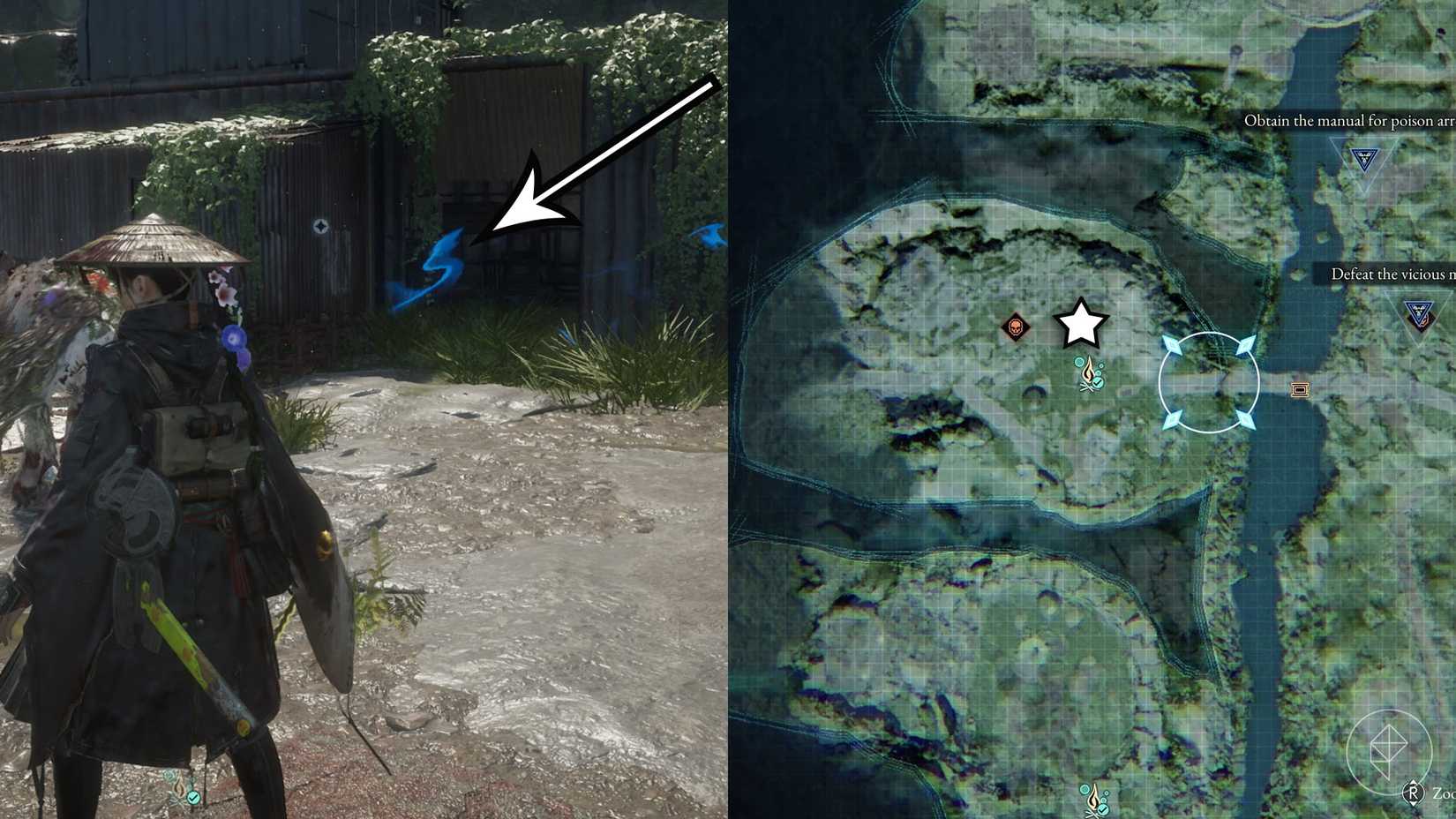 A montage of two Beast of Reincarnation images showing the location of generator devices