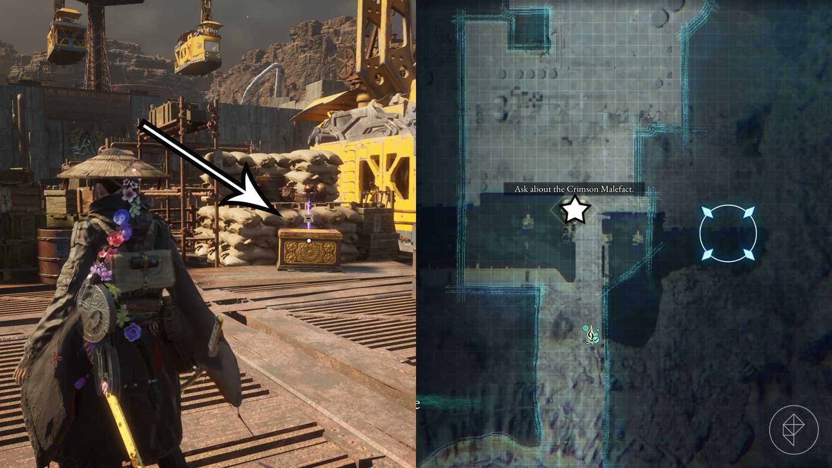A montage of two Beast of Reincarnation images showing the location of a memory chip