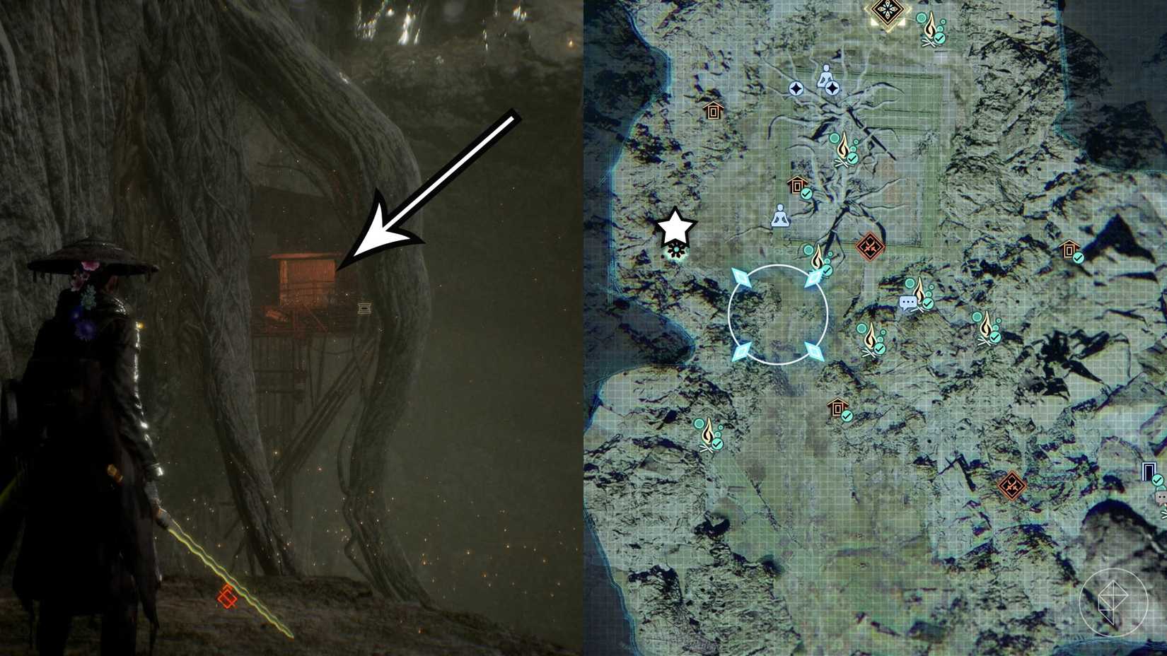 A montage of two Beast of Reincarnation images showing the location of a memory chip