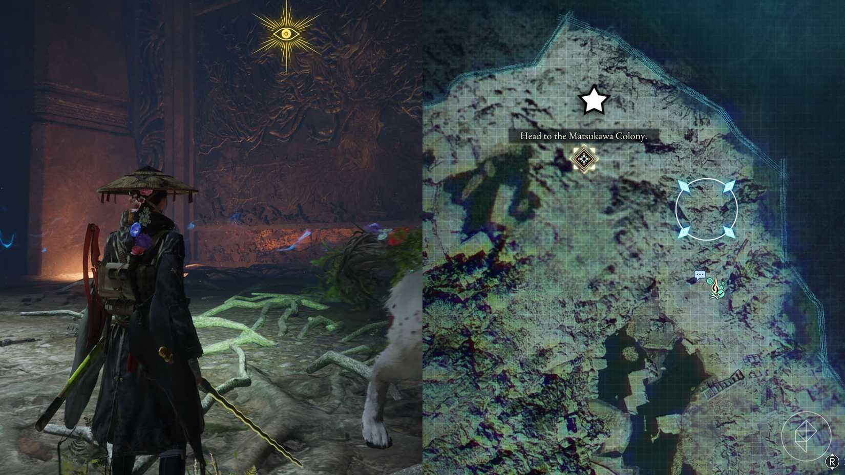 A montage of two Beast of Reincarnation images showing the location of the Ronance Sword