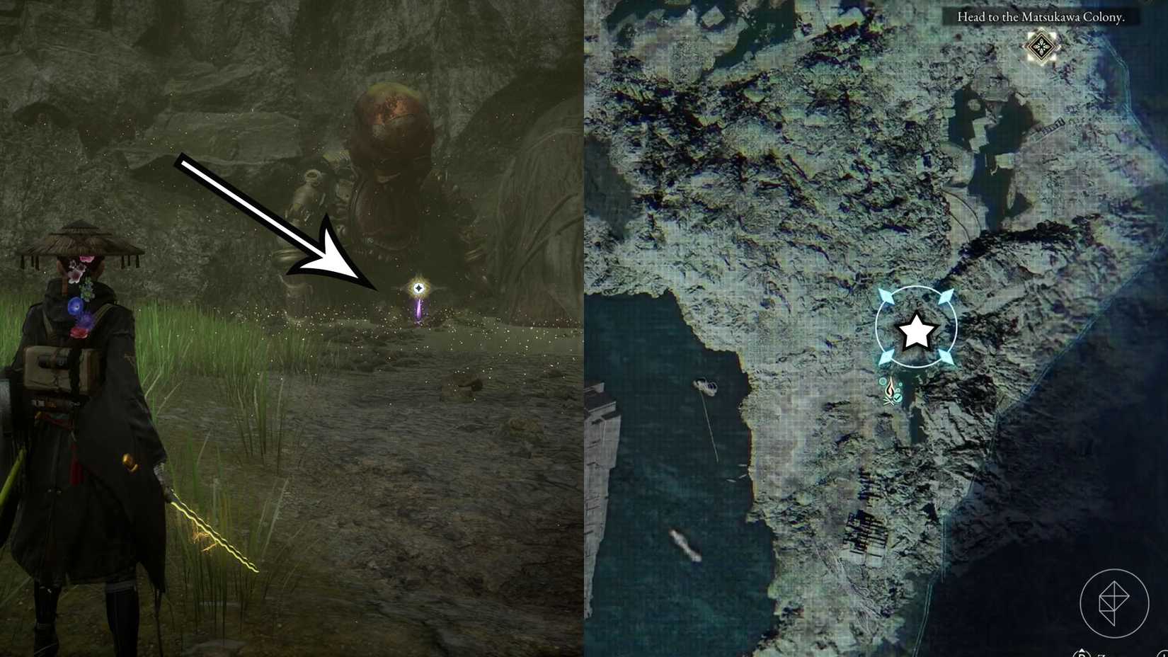 A montage of two Beast of Reincarnation images showing the location of generator devices