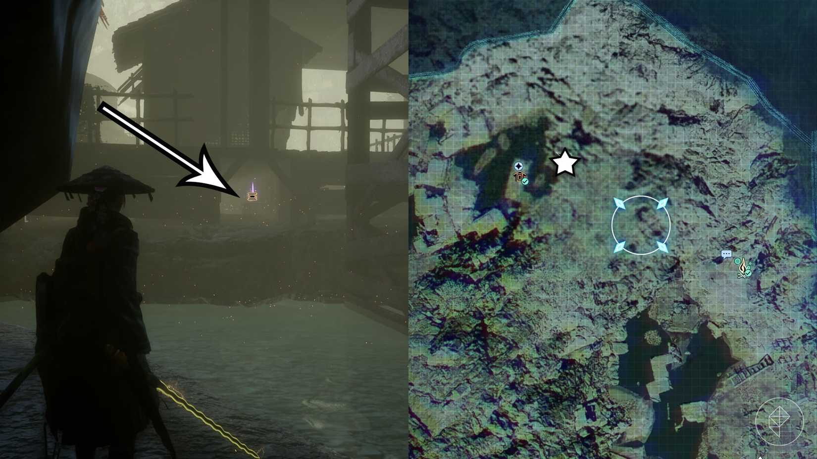 A montage of two Beast of Reincarnation images showing the location of generator devices