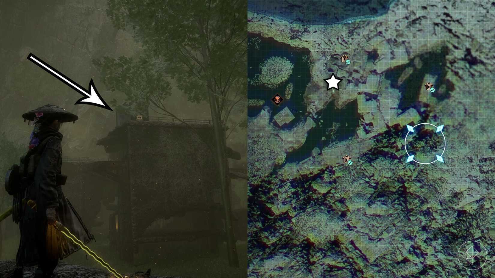 A montage of two Beast of Reincarnation images showing the location of generator devices