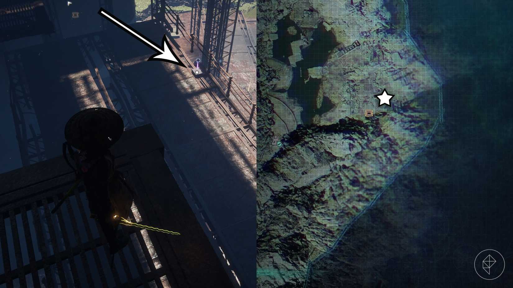 A montage of two Beast of Reincarnation images showing the location of a memory chip