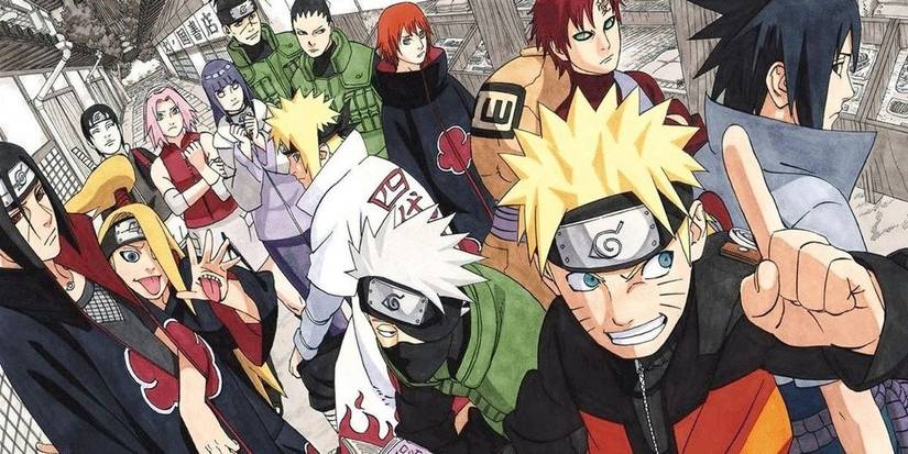 Characters from Naruto Shippuden in official art from the manga