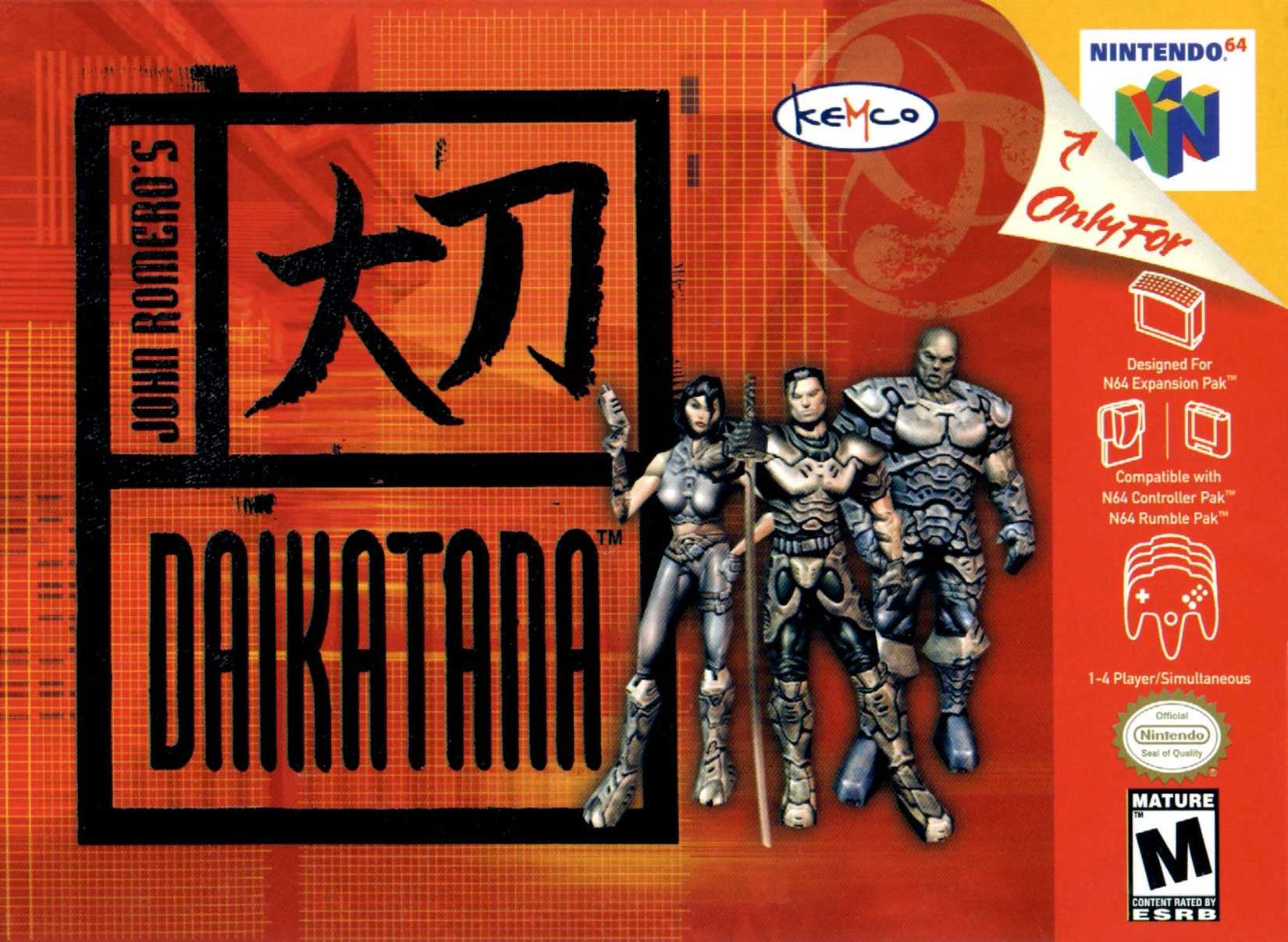 Daikatana cover art for the Nintendo 64 version released in North America