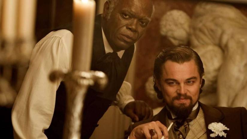 Samuel L. Jackson and Leonardo DiCaprio in Django Unchained.