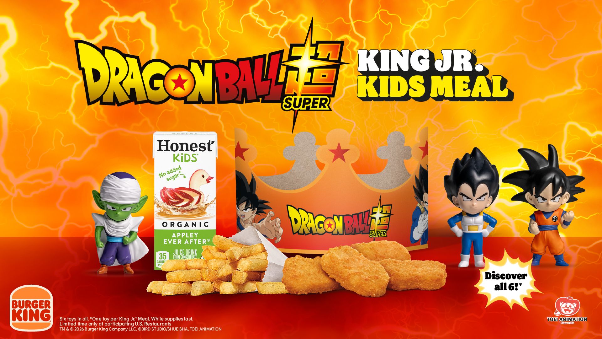 Chicken nuggets, french fries, Goku, Vegeta, and Piccolo.