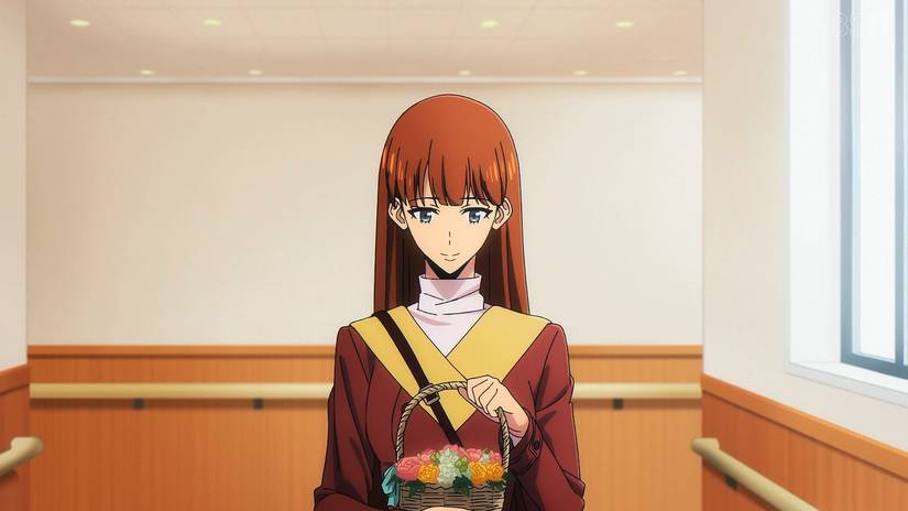 Lee Joohee stands with a basket of flowers in Solo Leveling