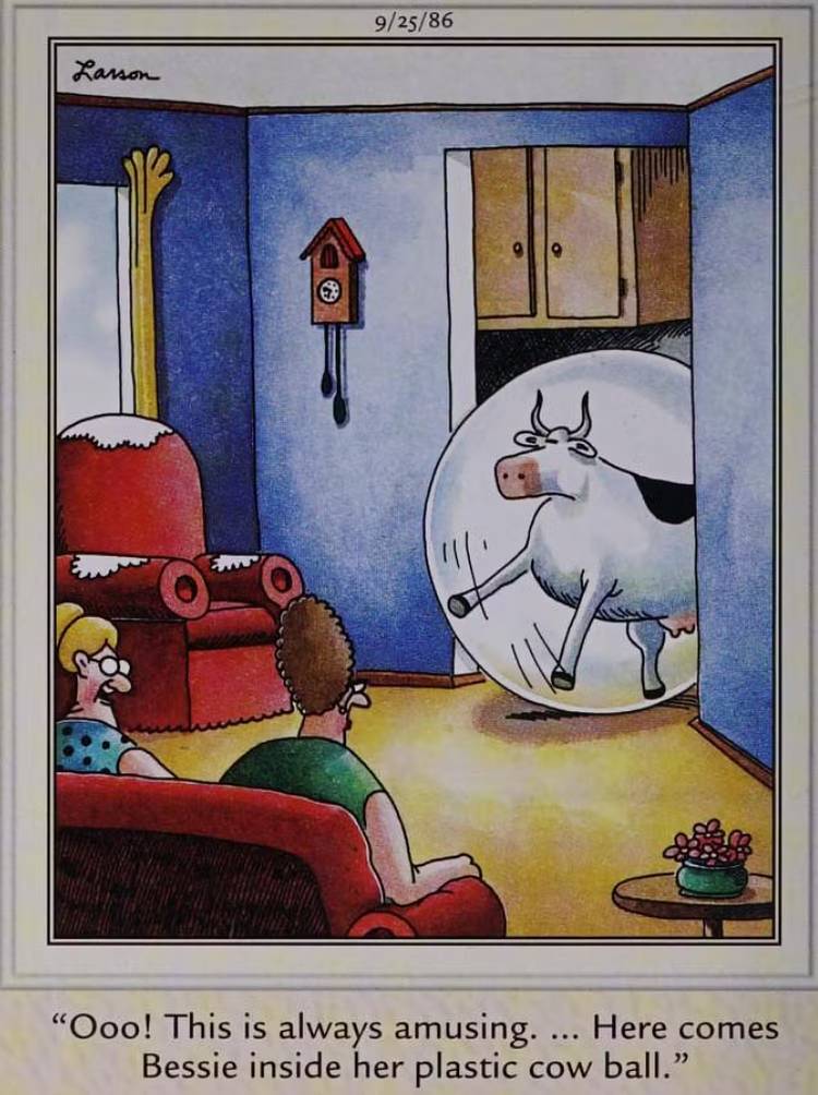 the far side september-25-1985-a-cow-in-a-bubble