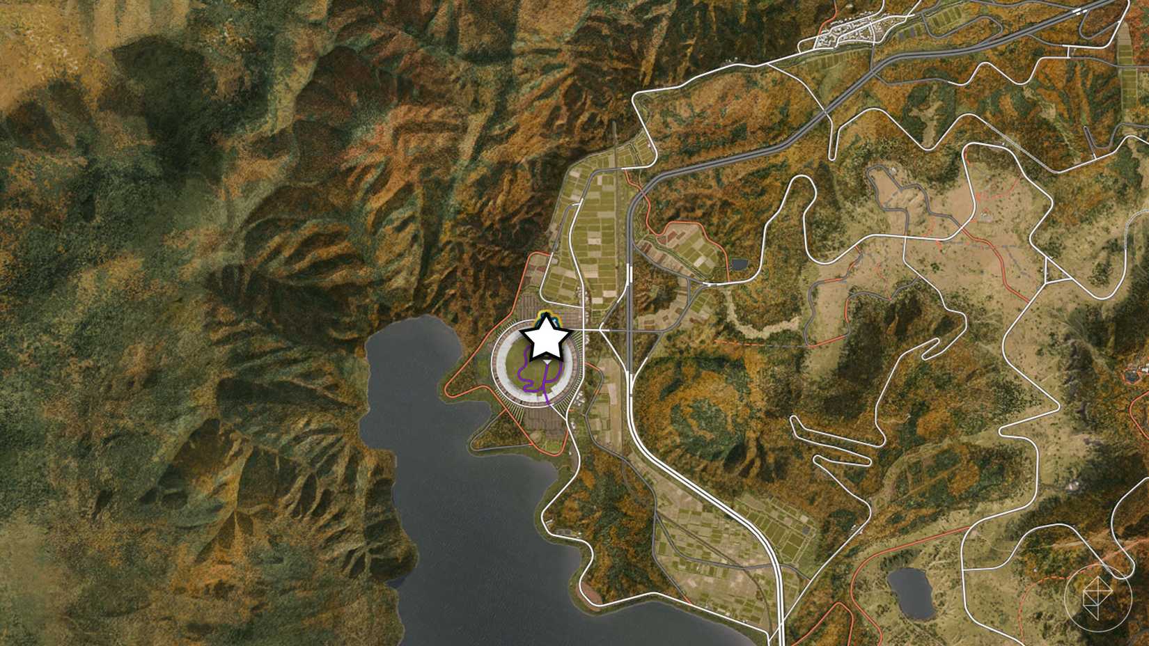 A montage showing the location of the Edamame Time Attack Circuit in Forza Horizon 6