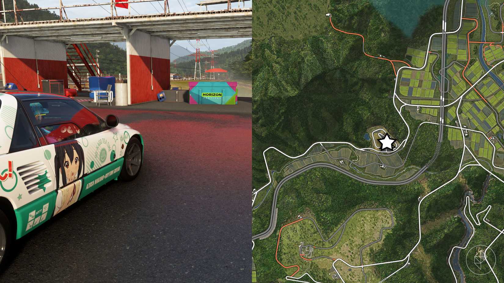 A Forza Horizon 6 montage showing hte location of the summer Shimanoyama treasure hunt