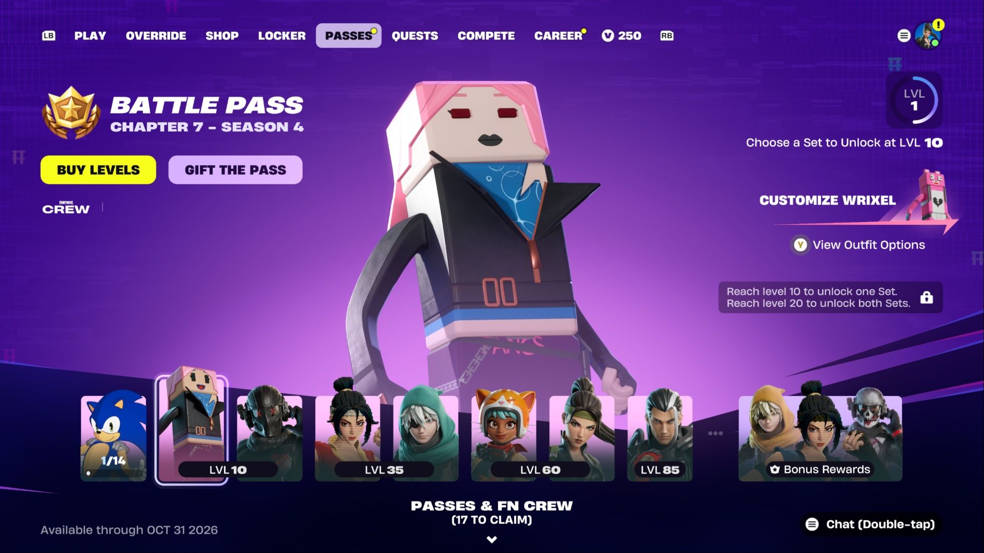 battle pass pages showing wrixel