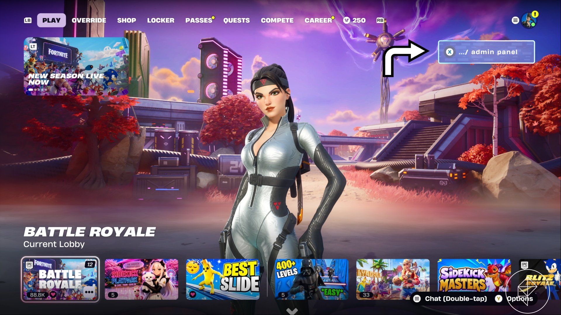 admin panel location in fortnite lobby