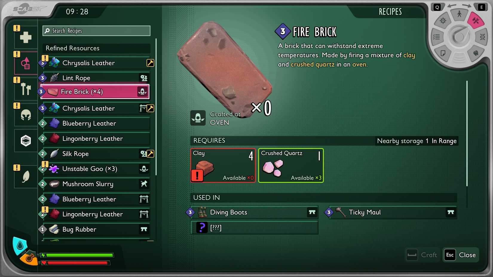 The fire brick recipe in Grounded 2