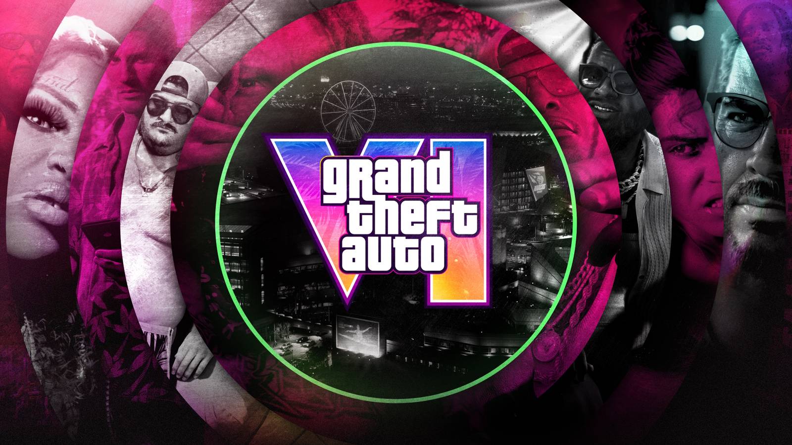 GTA 6's logo superimposed on an image of Vice CIty