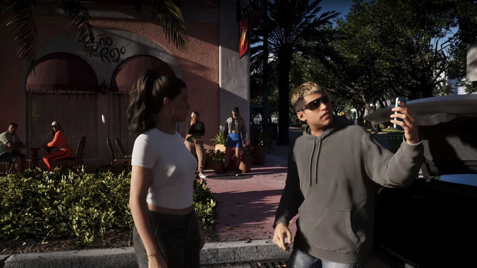 Lucia enduring an influencer in GTA 6