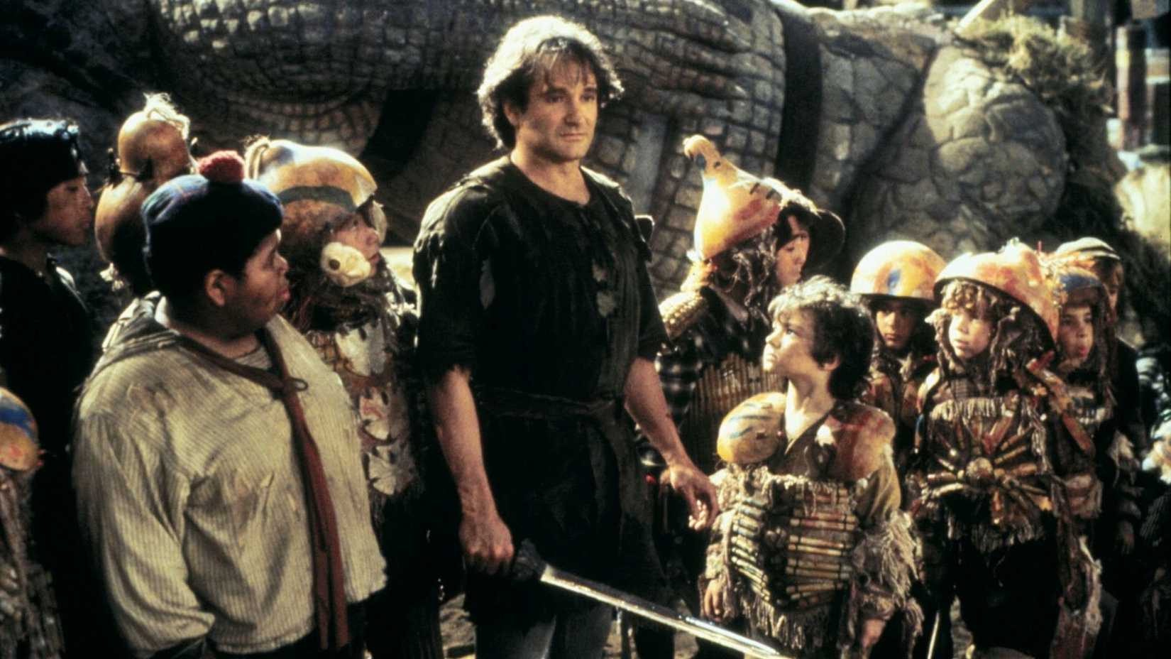 Robin Williams and the Lost Boys in Hook.