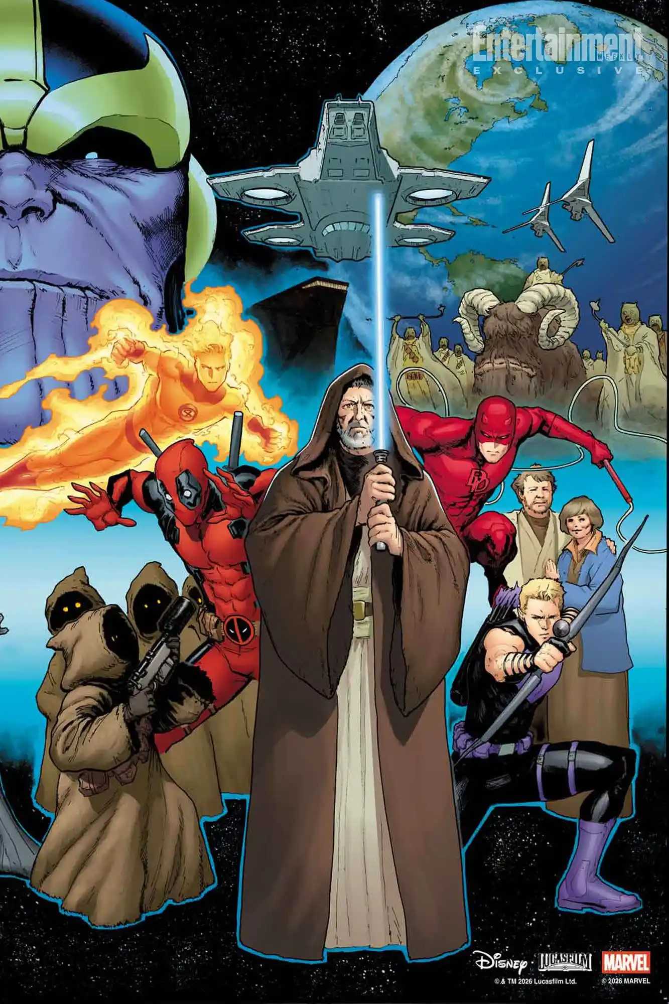Hope Assembles cover featuring Obi-Wan Kenobi and Deadpool.