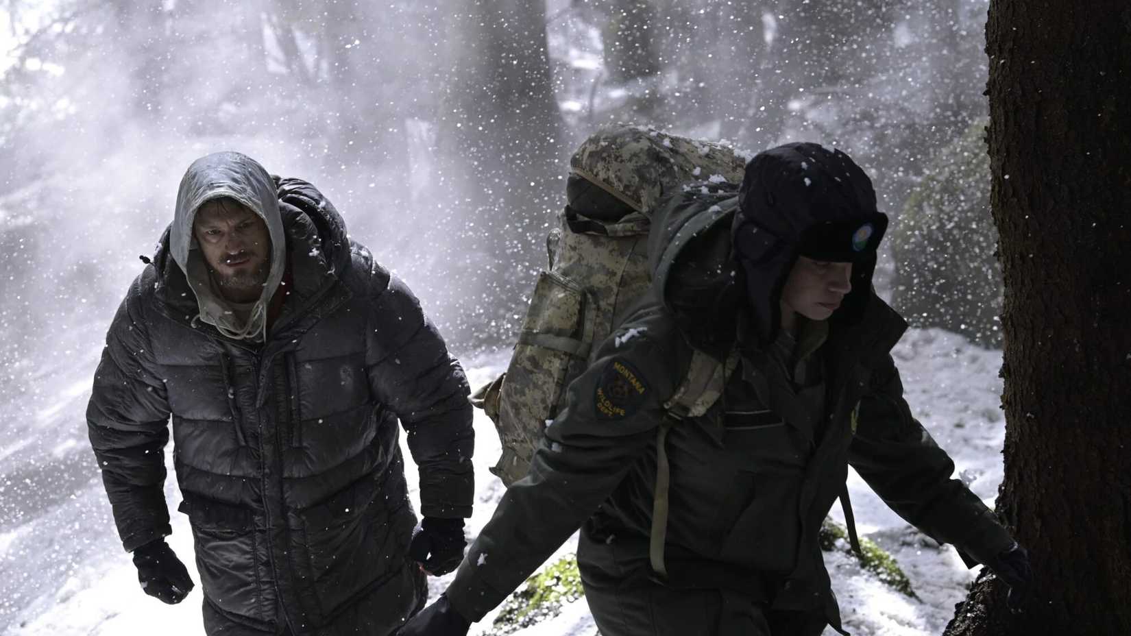 Joel Kinnaman and Cara Jade Myers in Icefall.
