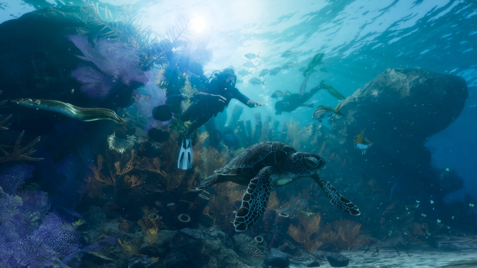 A turtle in GTA 6, as the player scuba dives