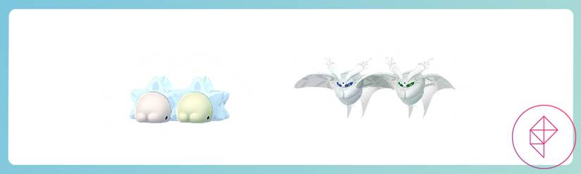 Snom và Frosmoth với biến thể Shiny có tông màu vàng nhạt tinh tế