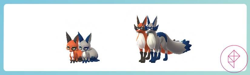 Shiny Nickit and Thievul in Pokémon Go with their regular forms. Both shiny forms turn silver.