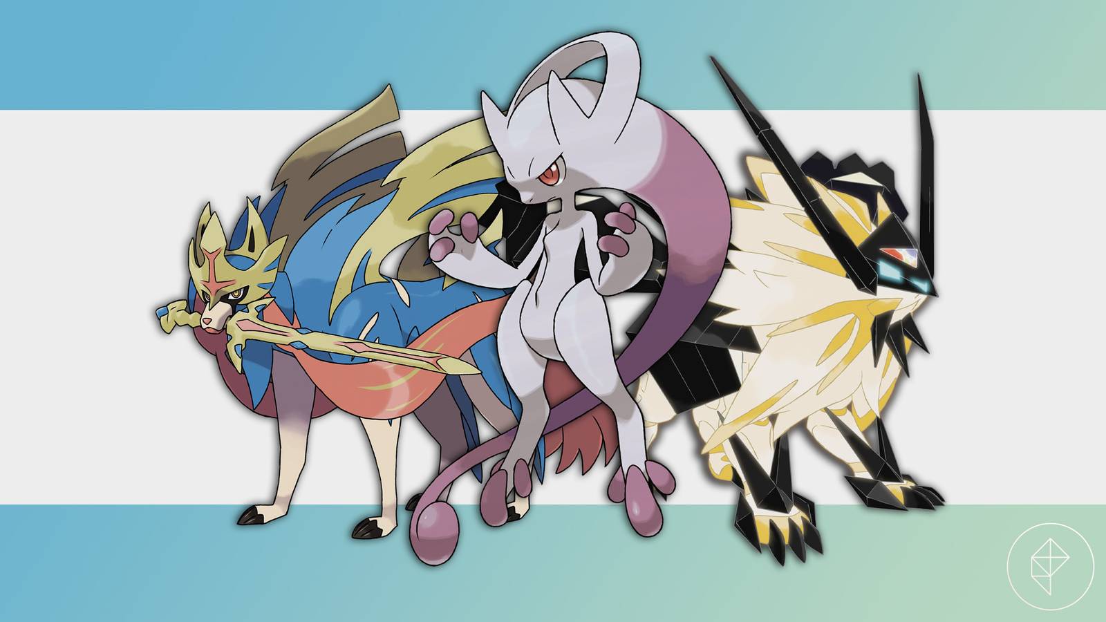 Mega Mewtwo Y, Crowned Sword Zacian, and Dawn Mane Necrozma