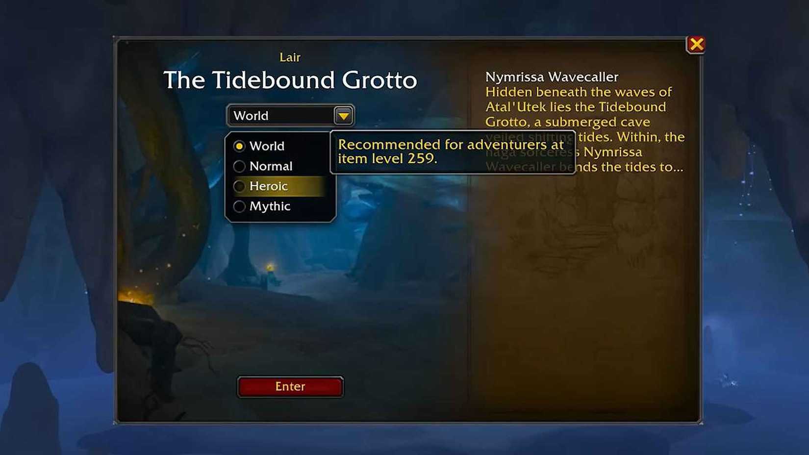 lair world of warcraft difficulty screen