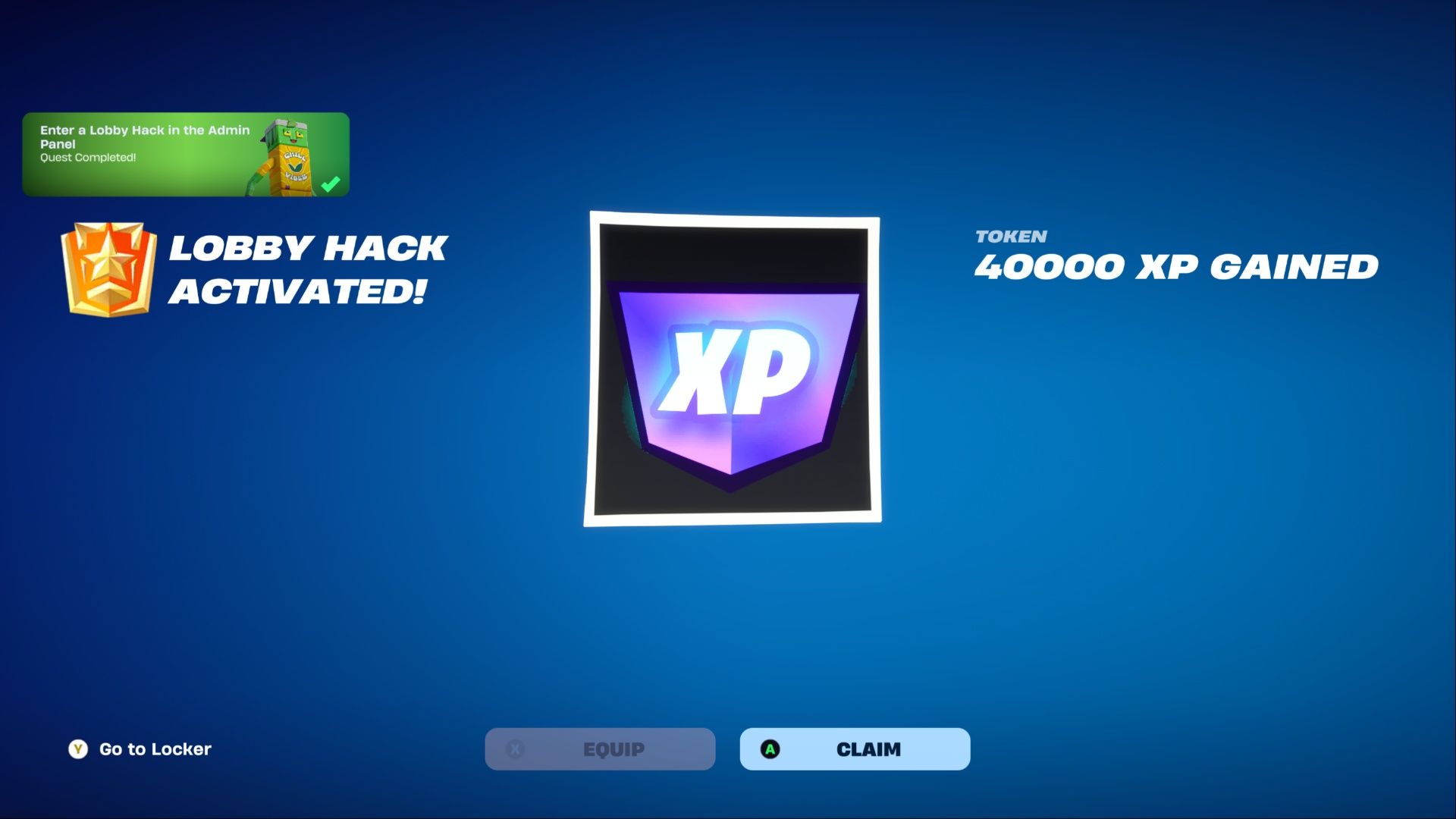 40,000 xp token from lobby hack