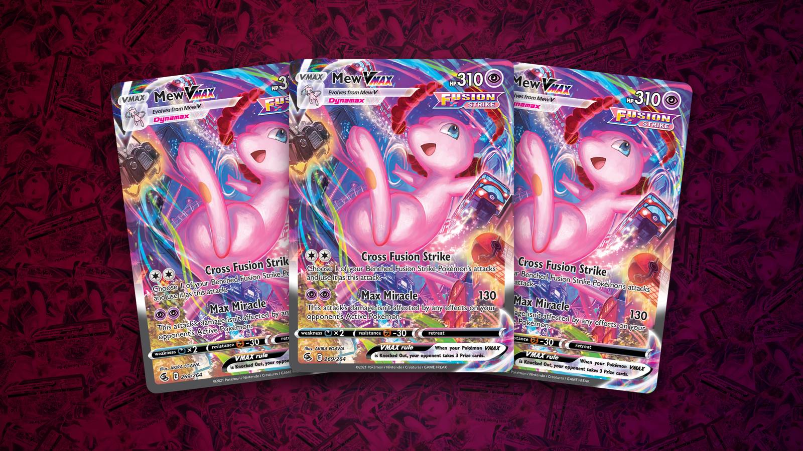 The Mew VMax card from the Fusion Strike set.