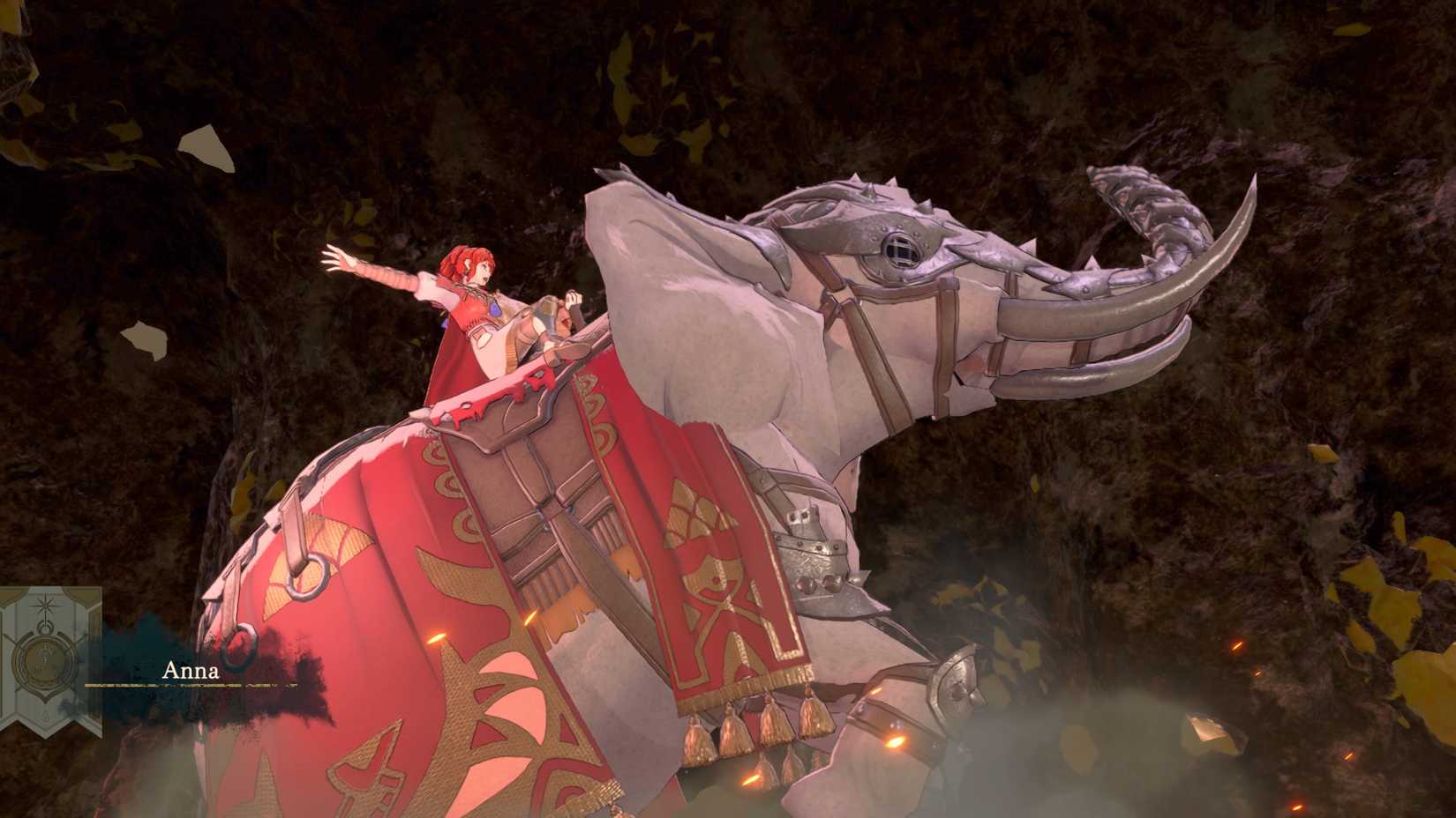 Anna cưỡi voi chiến trong Fire Emblem: Fortune's Weave