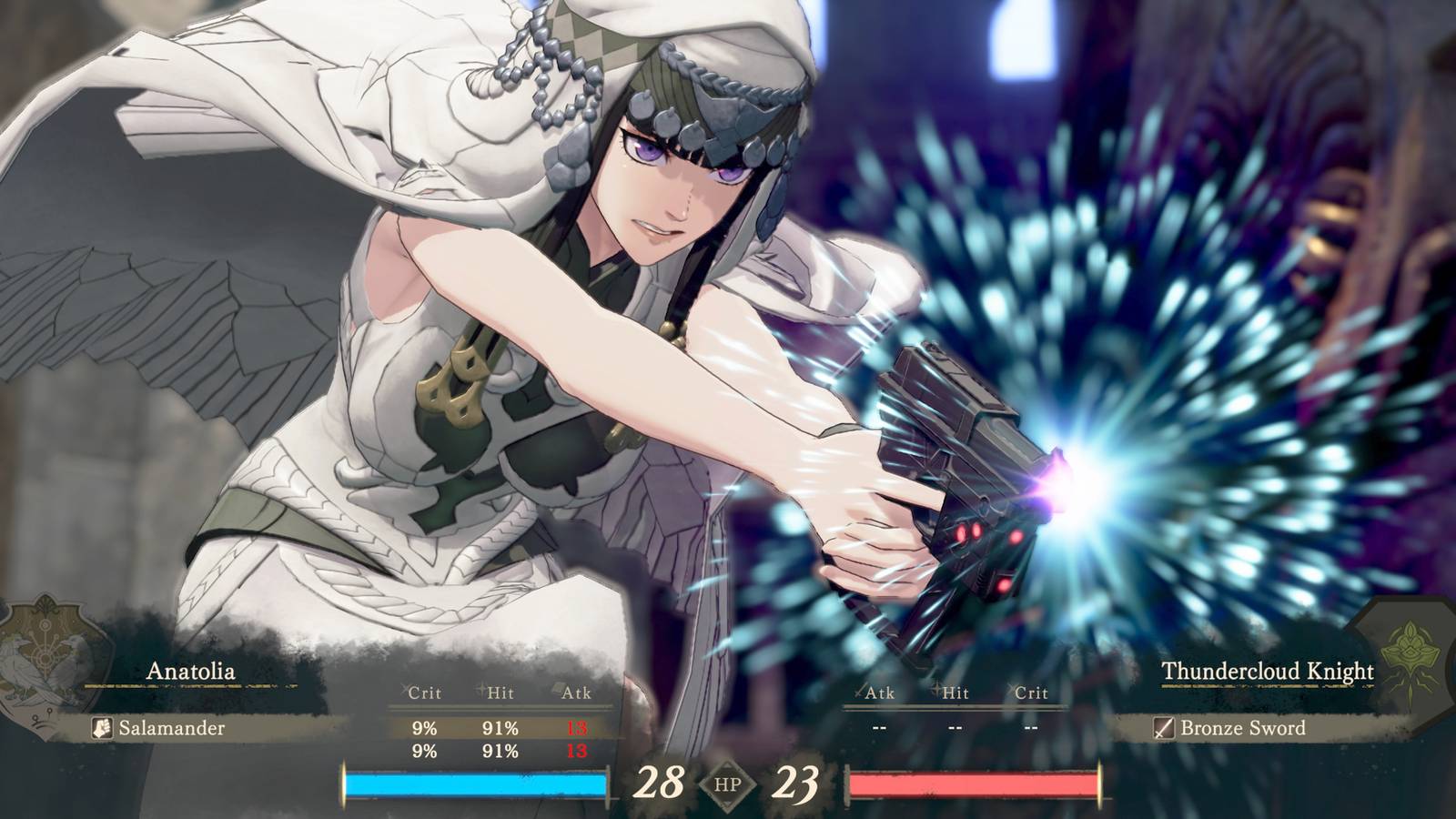 Anatolia sử dụng súng Salamander trong Fire Emblem: Fortune's Weave