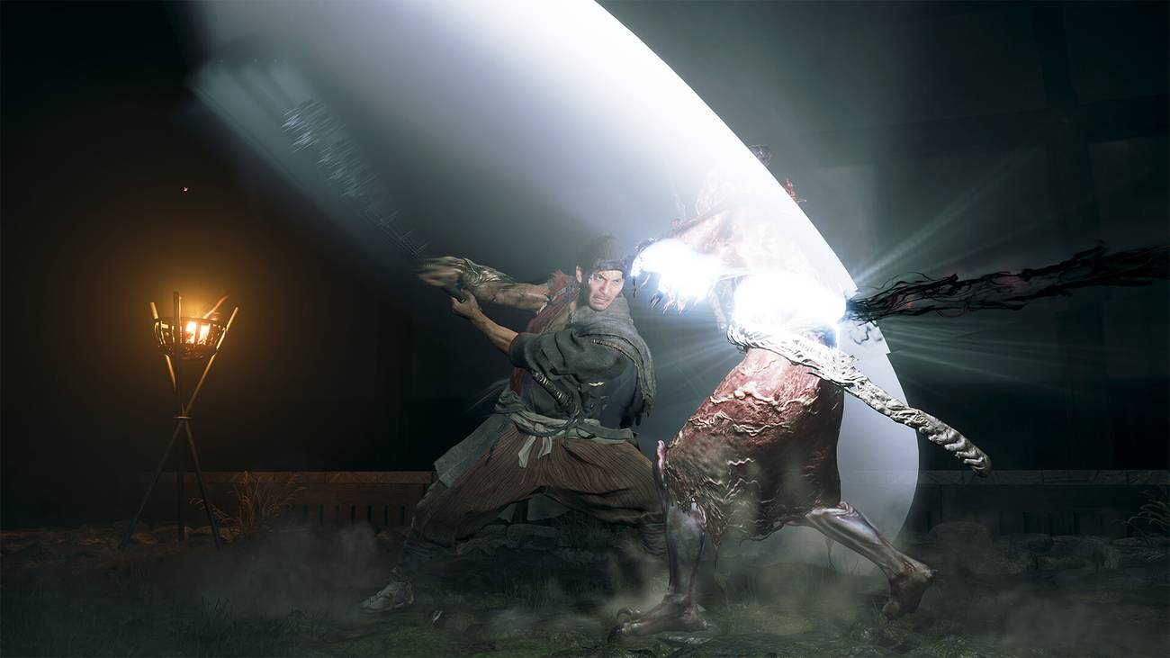 Musashi slashes an enemy in Onimusha: Way of the Sword.