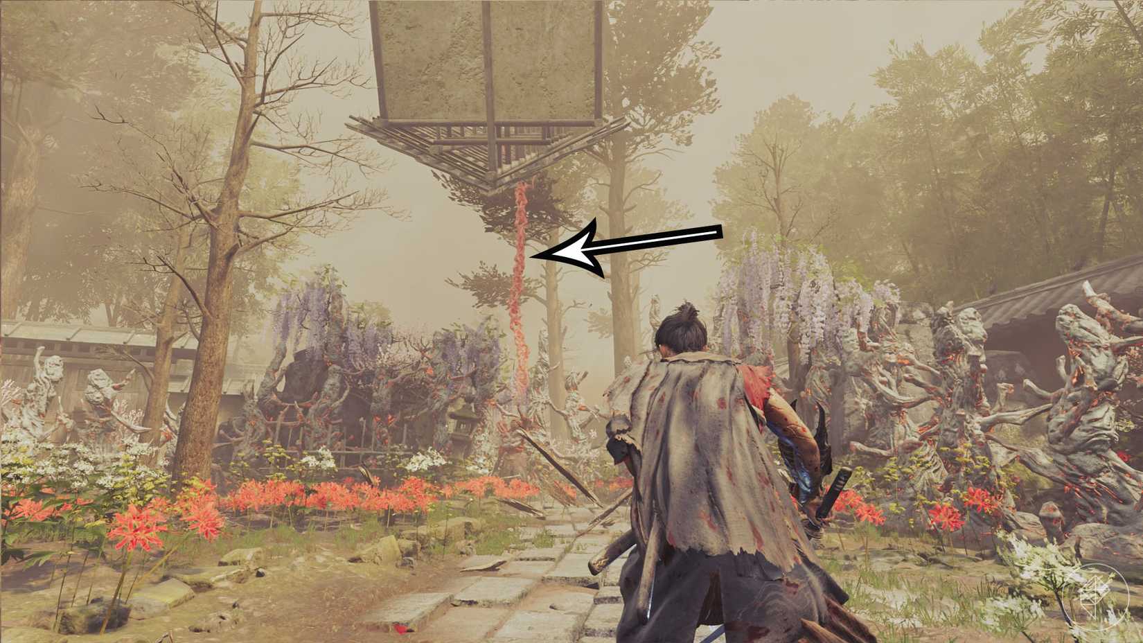 A Onimusha: Way of the Sword screenshot showing Musashi fighting Rasho-Gan