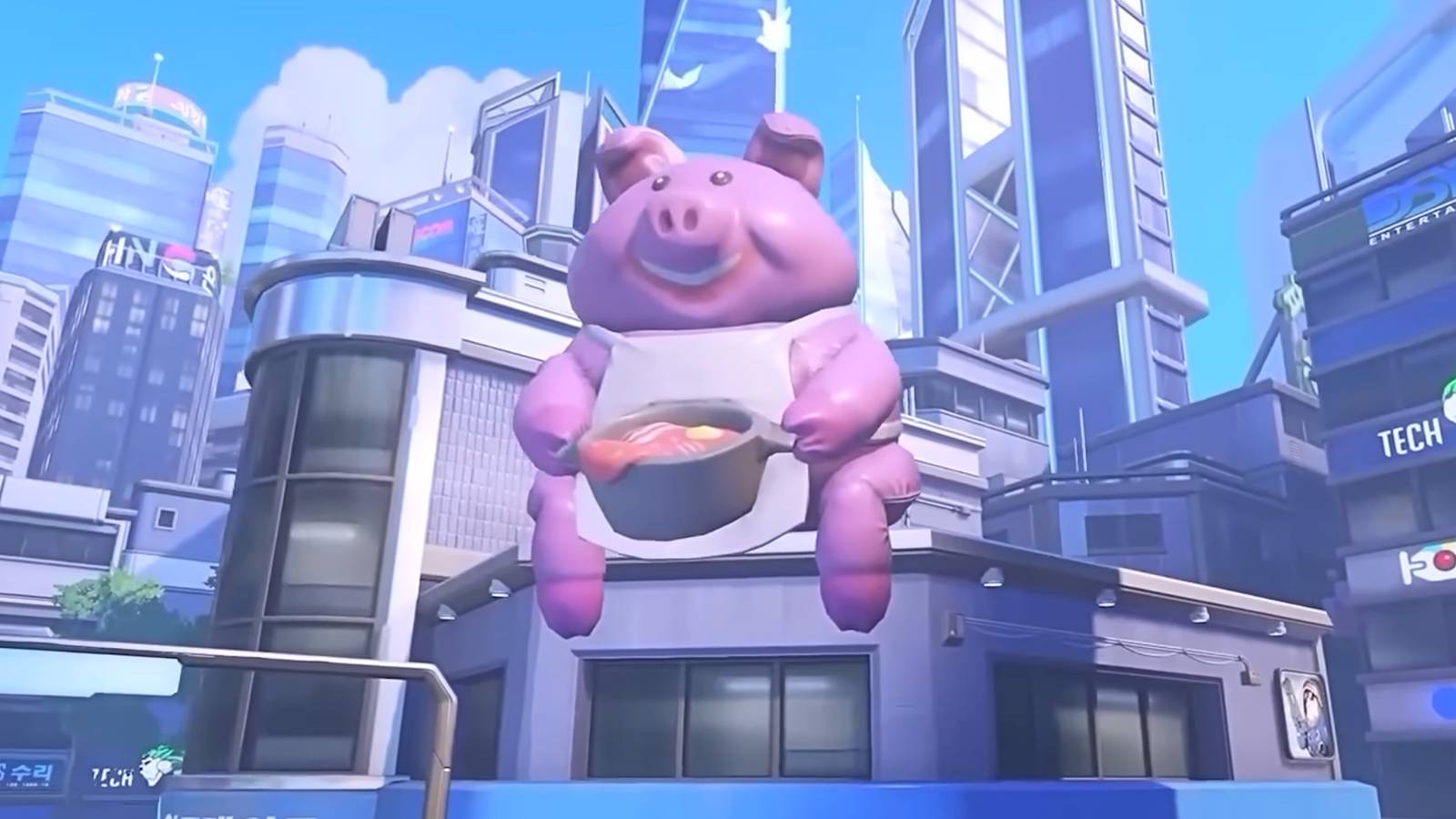 The jiggly pig in Overwatch's Busan map