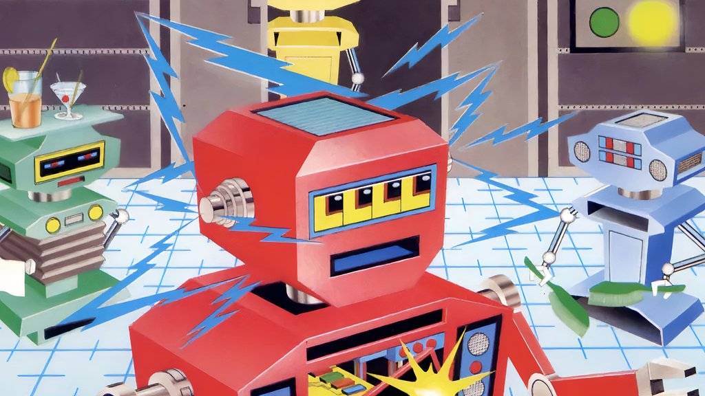 Cover art of 80s robots zapping each other