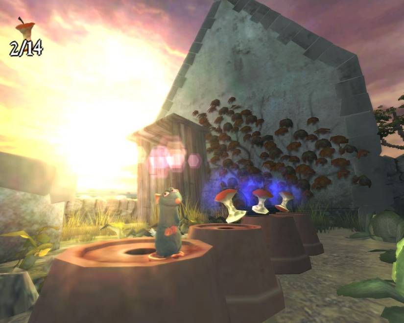 Remy stands on a pot on the Ratatouille video game.