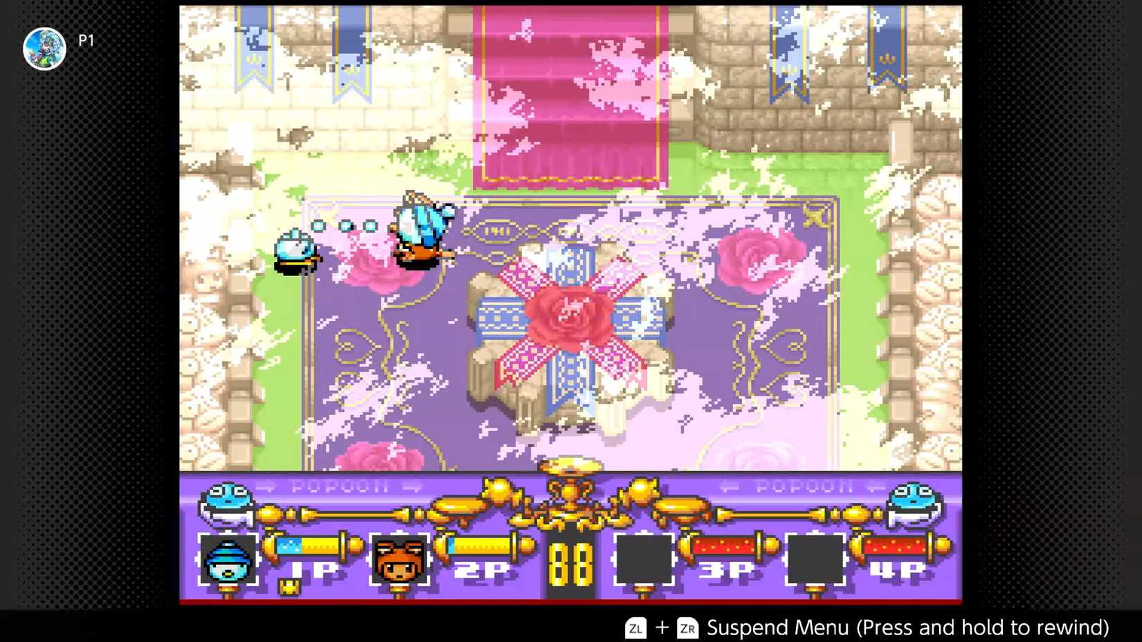 A snowman and a bear fighting in Amazing Hebereke