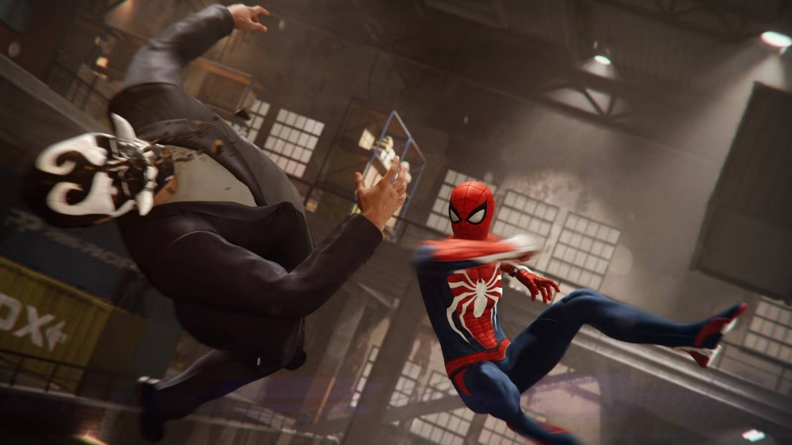 Spider-Man punches a bad guy