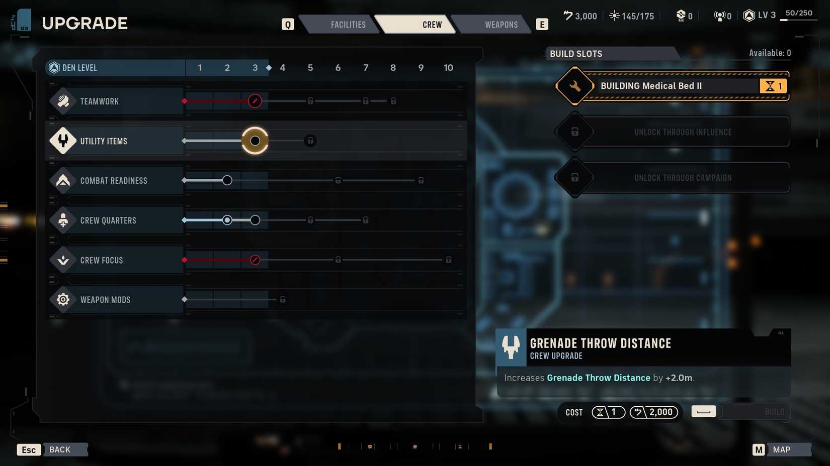 The den upgrade menu in Star Wars Zero Company