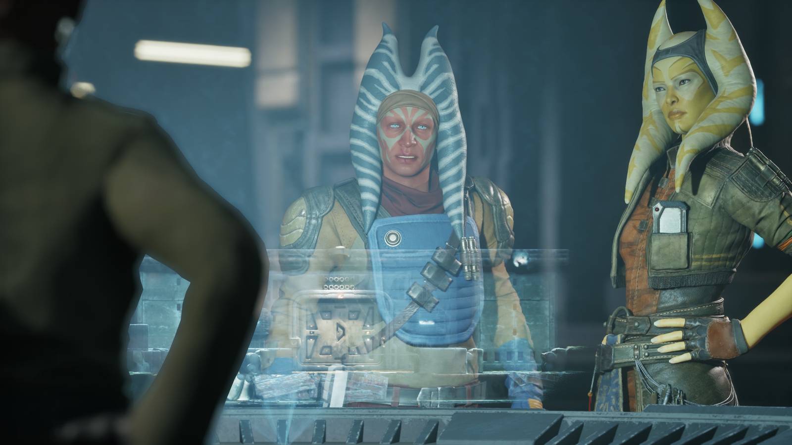 Hawks looking at the holo table in Star Wars Zero Company