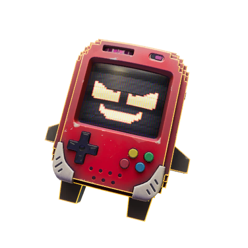 A Fortnite sprite that looks like a mean red handheld gaming device
