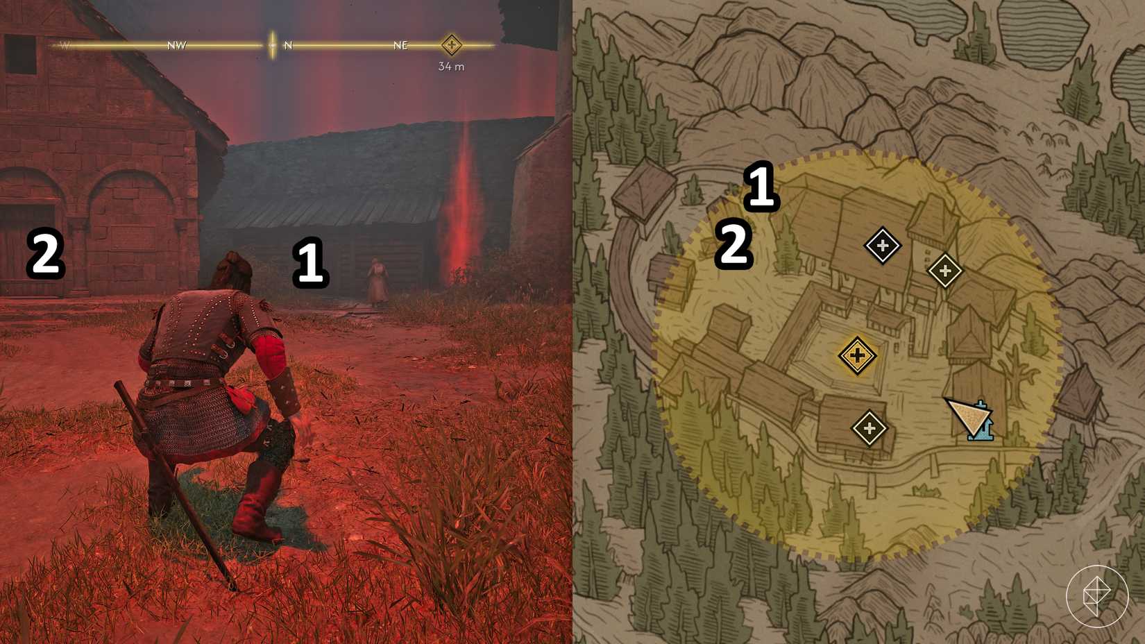 The locations of the convent keys and St. Tryna's relic in The Blood of Dawnwalker's "Echoes of Silenced Bells" quest.