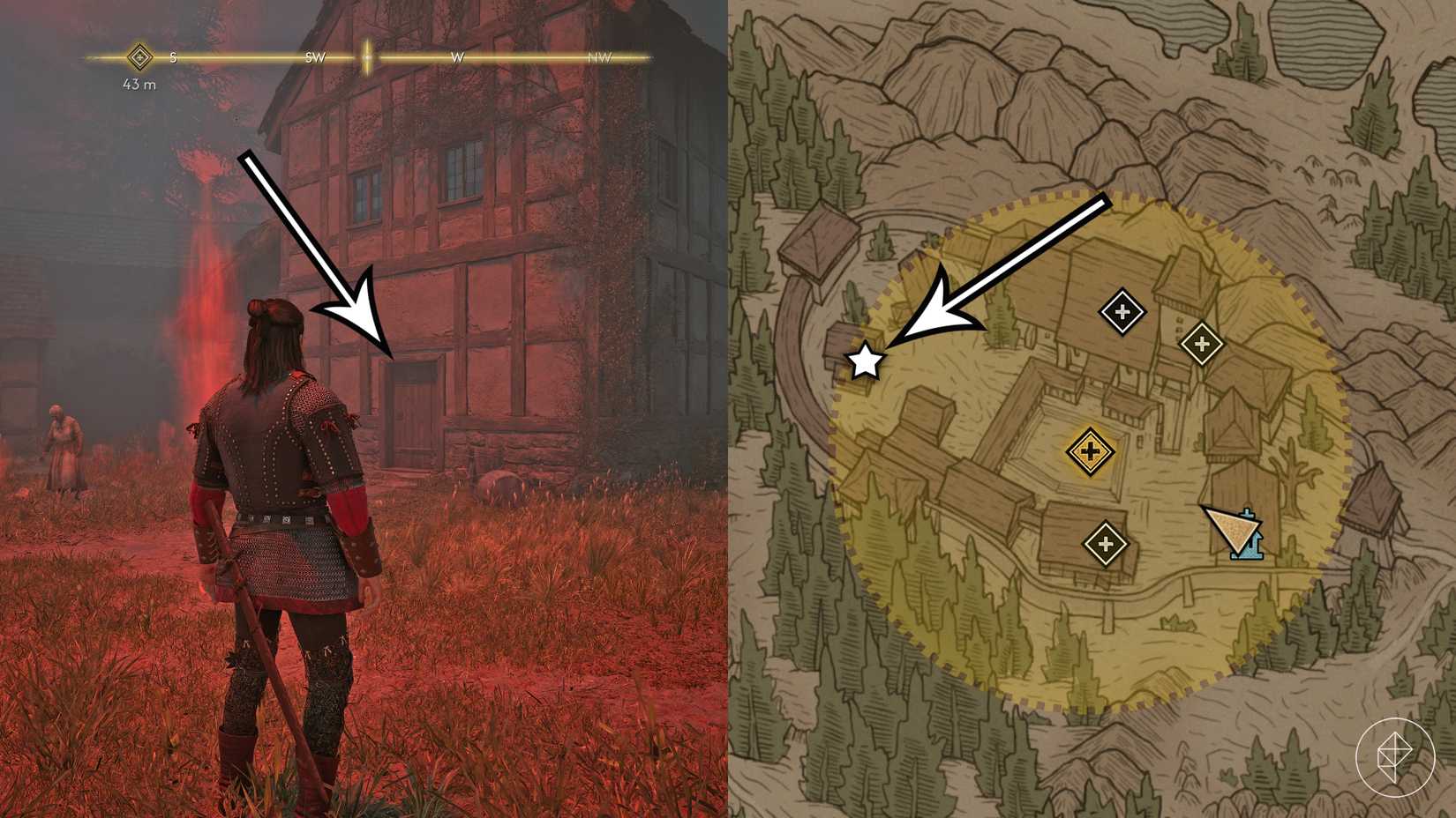 The location of the belltower instructions in The Blood of Dawnwalker's "Echoes of Silenced Bells" quest.