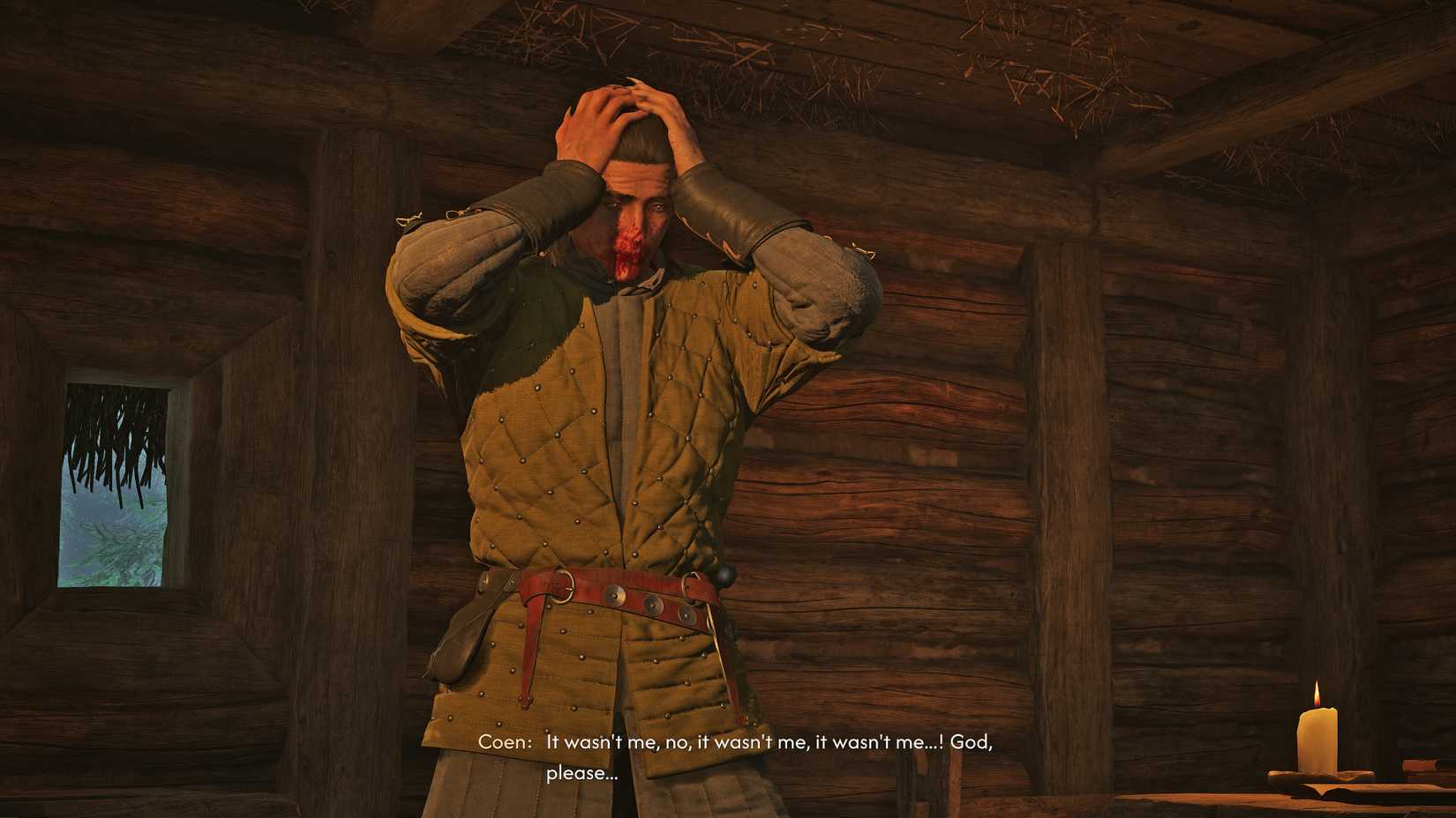 Coen accidentally kills someone due to feral hunger in The Blood of Dawnwalker.
