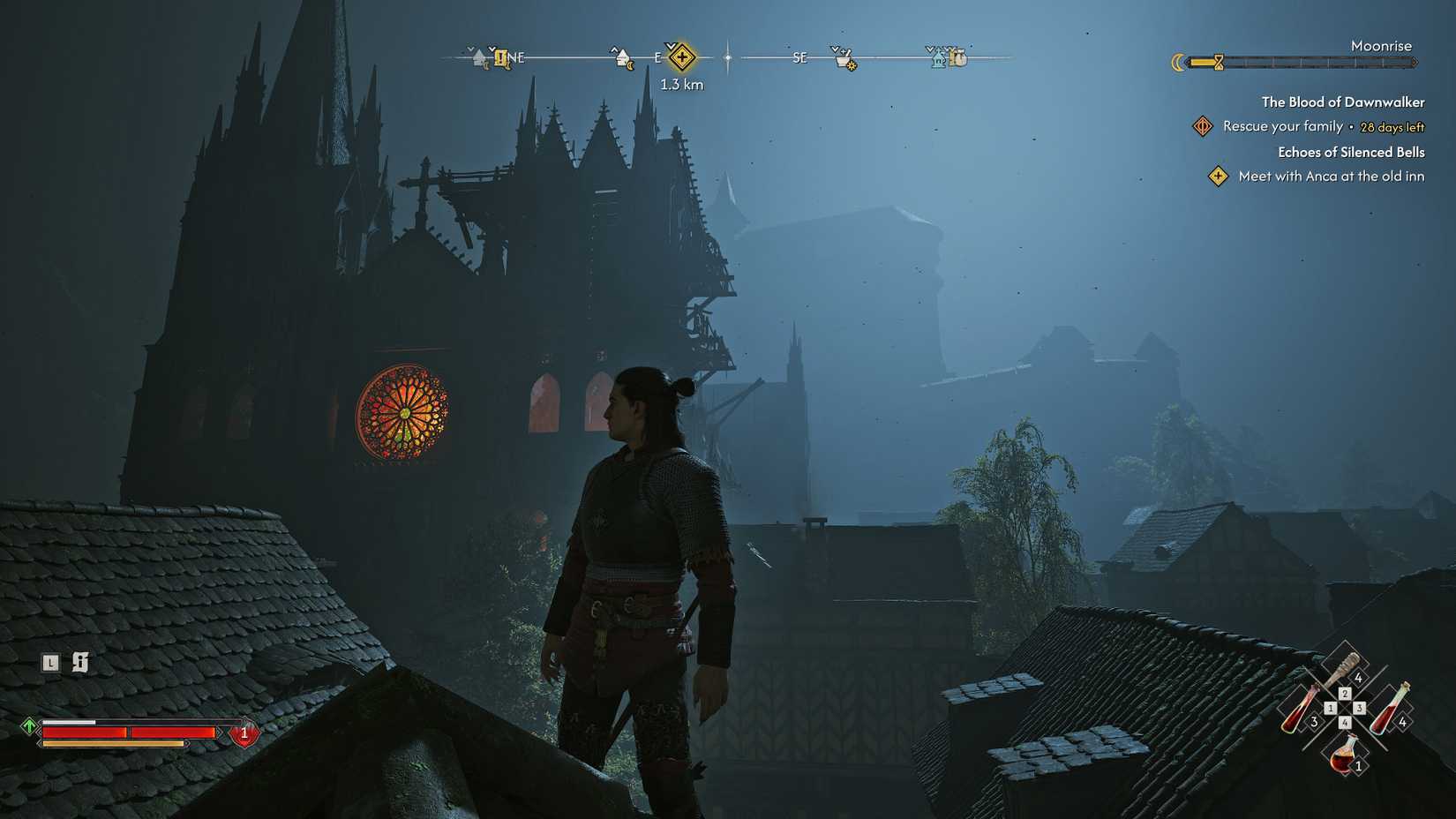 Coen stands before the Svartrau Cathedral in The Blood of Dawnwalker.