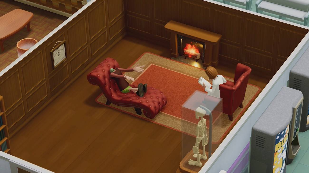 A patient with a shrunken head in Two Point Hospital
