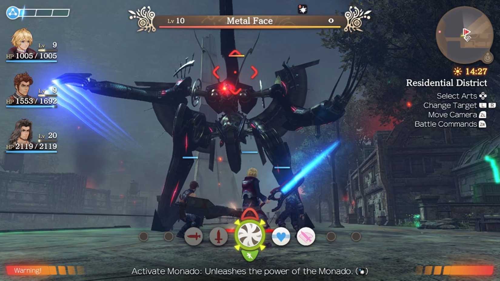 Shulk battling Metal Face in Xenoblade Chronicles Definitive Edition
