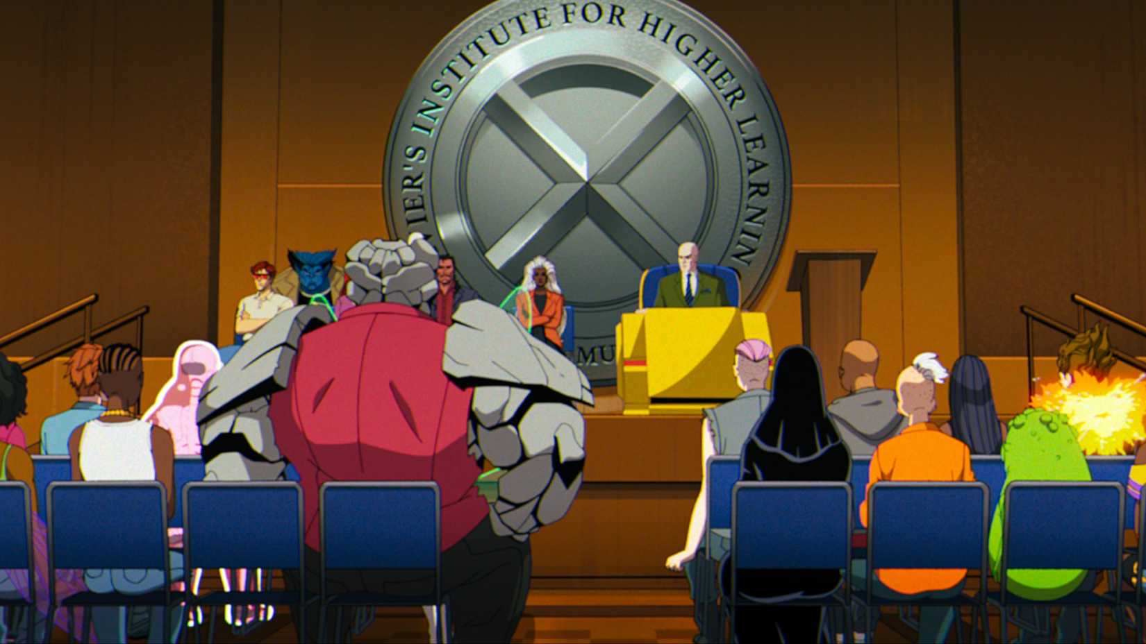Professor Xavier addresses students at Xavier's Institute for Higher Learning in X-Men '97